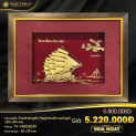 Tranh thuyền buồm thuận buồm xuôi gió dát vàng 24K (nền đỏ) 30x39cm