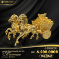 Tượng Song Mã kéo tiền mạ vàng 24K