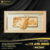 Tranh chim Công Phú quý vạn niên dát vàng 24K (42x81cm ngang)