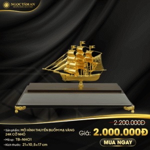 Mô hình thuyền buồm mạ vàng 24K cỡ nhỏ - TB-NHO1