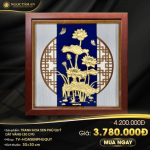Tranh Hoa sen phú quý dát vàng (30 cm)