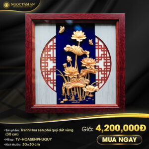 Tranh Hoa sen phú quý dát vàng (30 cm)