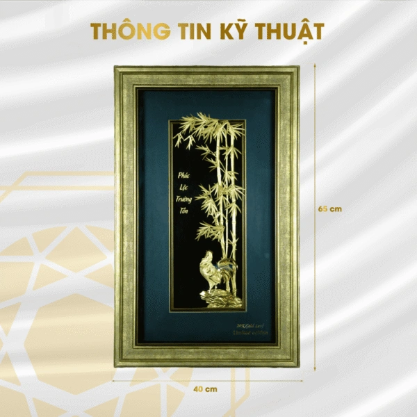 Tranh Phúc lộc trường tồn dát vàng 24K kích thước 40×65 cm