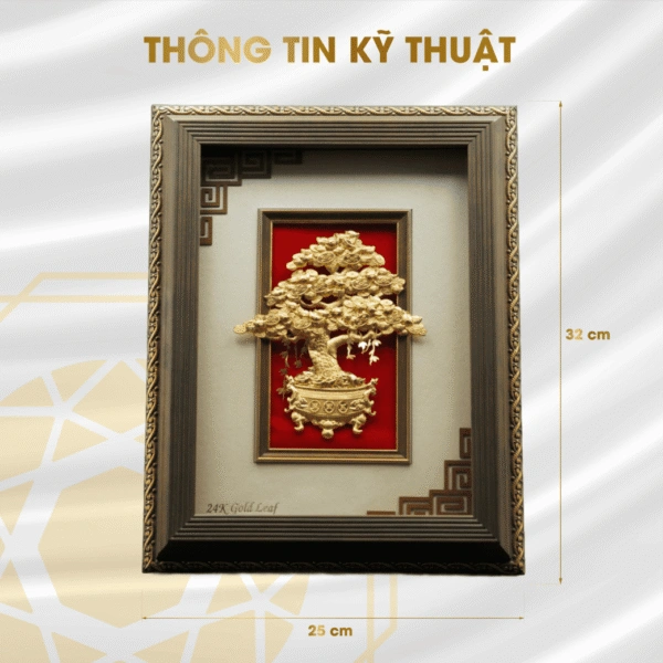 Thông số kỹ thuật của tranh cây tiền vàng dát vàng