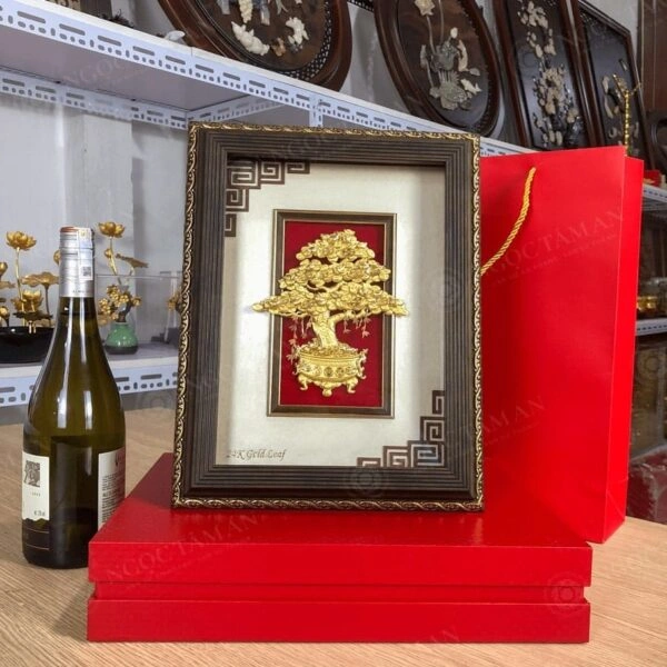 Tranh Cây tiền vàng phú quý dát vàng - Phù hợp tặng quà nhiều dịp