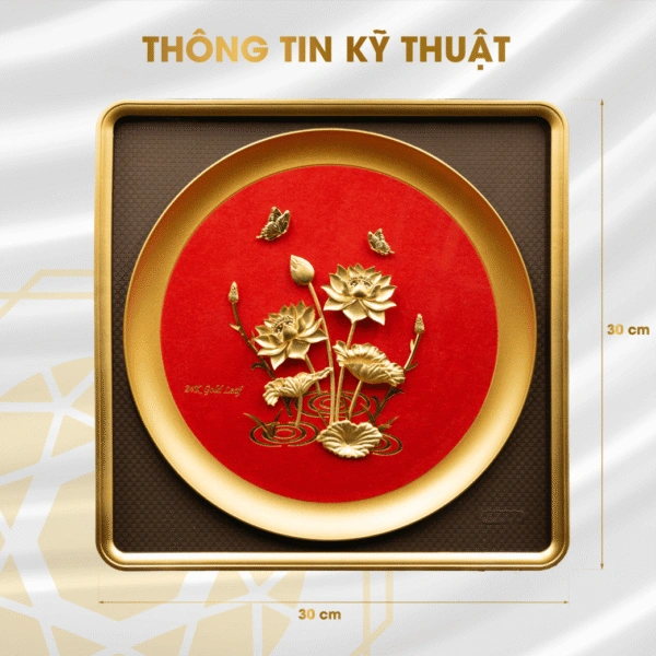 Tranh Hoa sen thịnh vượng dát vàng Tranh Hoa sen thịnh vượng dát vàng với kích thước 30x30cm