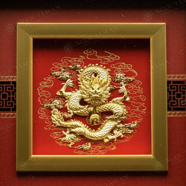 Tranh Rồng phú quý dát vàng - Ngọc Tâm An 
