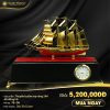 TBDH-01 Thuyền buồm mạ vàng đế đồng hồ để bàn