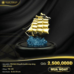 Mô hình thuyền buồm mạ vàng 24K cỡ nhỏ - TB-CN