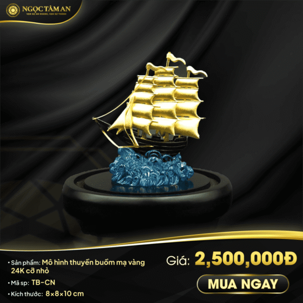 Mô hình thuyền buồm mạ vàng 24K cỡ nhỏ - TB-CN