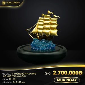 Mô hình thuyền buồm mạ vàng 24K cỡ nhỏ - TB-CN
