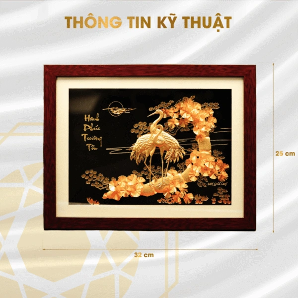 Tranh Hạnh phúc trường tồn dát vàng 24K Tranh Hạnh phúc trường tồn dát vàng 24K gia công thủ công với kích thước 25×32 cm