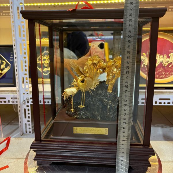 Tượng tùng hạc diên niên dát vàng 24K