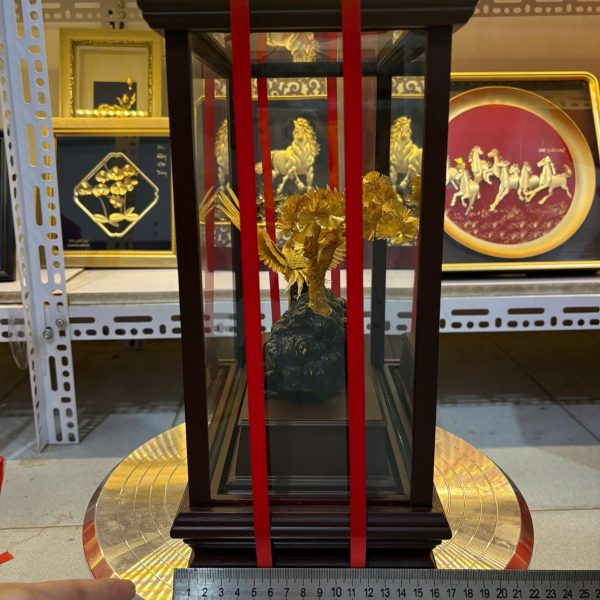 Tượng tùng hạc diên niên dát vàng 24K