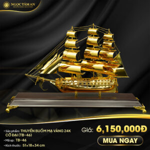 Mô hình thuyền buồm mạ vàng 24K cỡ đại - TB-46