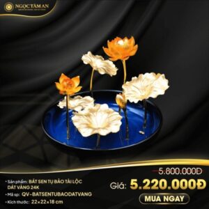 Bát sen tụ bảo tài lộc dát vàng 24K 1