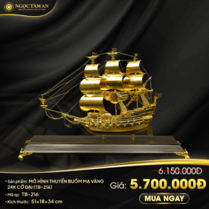 Mô hình thuyền buồm mạ vàng 24K cỡ đại - TB-216