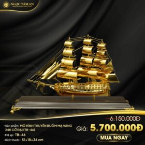 Mô hình thuyền buồm mạ vàng 24K cỡ đại – TB-46 báo giá và thông tin chi tiết
