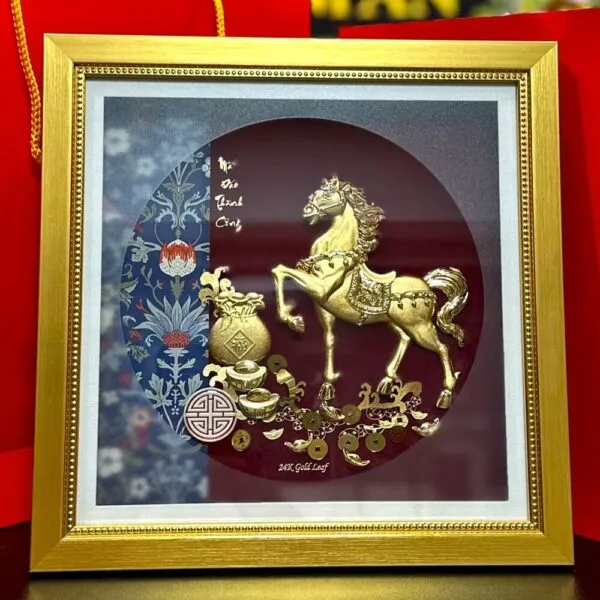 Tranh Mã đáo thành công dát vàng – TV MADAOTHANHCONG2