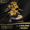 Chậu hoa lan dát vàng 24K giả cổ (3 nhánh)