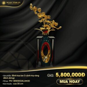Bình Hoa Lan 3 Cành Mạ Vàng (Bình Đứng) 1