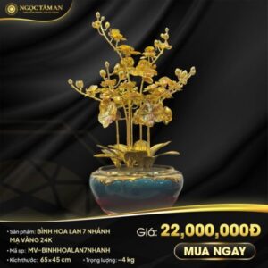 Bình Hoa Lan 7 Nhánh Mạ Vàng 24K 1