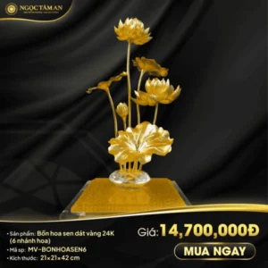 Bồn hoa sen dát vàng 24K