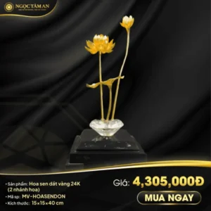 Hoa sen đơn dát vàng 24K (2 nhánh hoa)