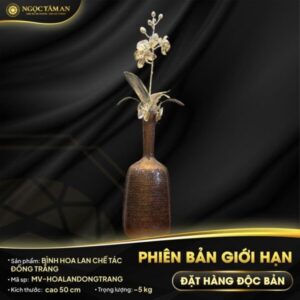 Bình Hoa Lan Chế Tác Đồng Trắng 1