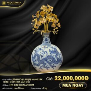 Bình Hoa Lan Mạ Vàng 24K (Bình Gốm Hoa Văn Cổ) 1