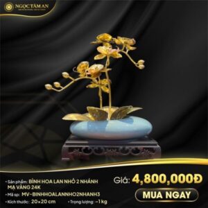 Bình Hoa Lan Mini 2 Nhánh Mạ Vàng 24K (mẫu 1) 1