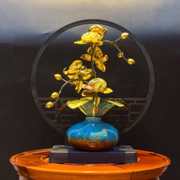 Bình Hoa Lan Mini 2 Nhánh Mạ Vàng 24K MV-BINHHOALANNHO2NHANH4