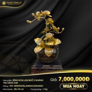 Bình Hoa Lan Nhỏ 2 Nhánh Mạ Vàng 24K 1