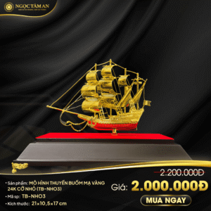 Mô hình thuyền buồm mạ vàng 24K cỡ nhỏ - TB-NHO3