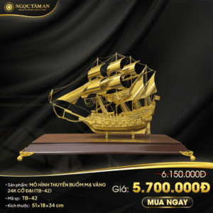 Mô hình thuyền buồm mạ vàng 24K cỡ đại - TB-42
