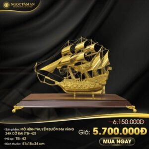 Mô hình thuyền buồm mạ vàng 24K cỡ đại – TB-42 1