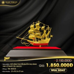 Mô hình thuyền buồm mạ vàng 24K cỡ nhỏ – TB-NHO3 1