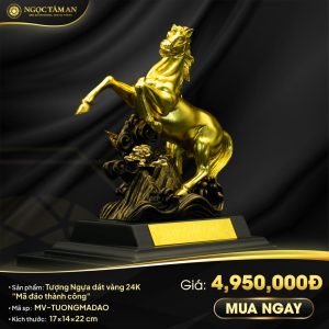 Tượng Ngựa dát vàng 24K "Mã đáo thành công"