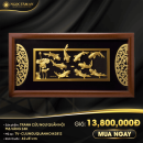 Tranh Cửu Ngư Quần Hội mạ vàng 24K (nền đen)