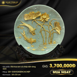 Đĩa hoa sen cá chép dát vàng D20