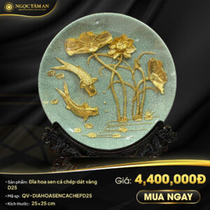 Đĩa hoa sen cá chép dát vàng D25