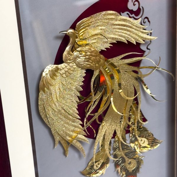 Tranh Phượng hoàng dát vàng (nền đỏ)
