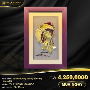 Tranh Phượng hoàng dát vàng (nền đỏ)