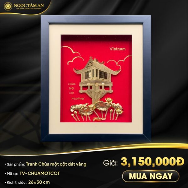 Tranh Chùa một cột dát vàng