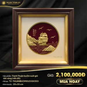 Tranh Thuận buồm xuôi gió dát vàng (nền đỏ)