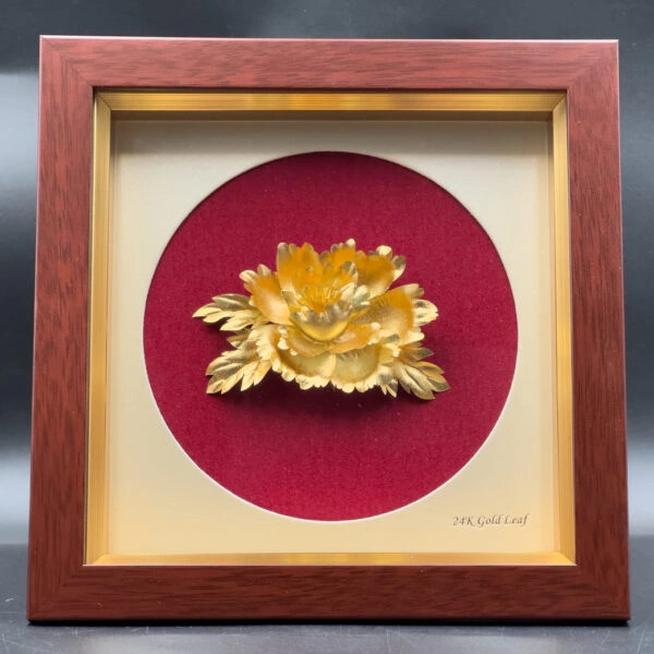 Tranh Hoa mẫu đơn dát vàng (20×20 cm)