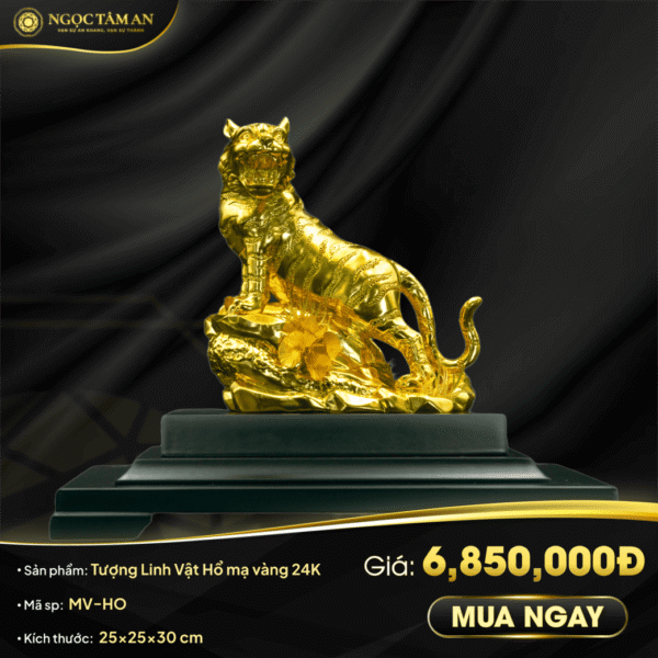 Tượng Hổ mạ vàng 24K