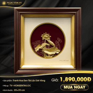 Tranh Hoa Sen Tài Lộc Dát Vàng