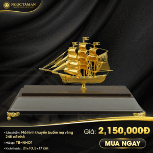Mô hình thuyền buồm mạ vàng 24K cỡ nhỏ - TB-NHO1