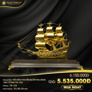 Mô hình thuyền buồm mạ vàng 24K cỡ đại - TB-216